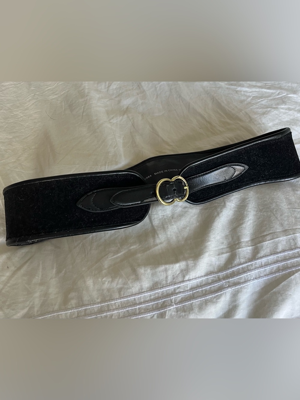 H&M | Leatherette Wide Buckle Belt Sz L
